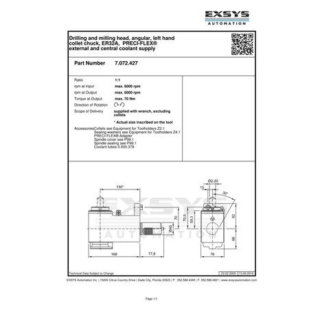 Eppinger T99MEP90020 VDI40, Mazak HType, Drilling and milling head, angular, left hand collet chuck, ER32A 7.072.427